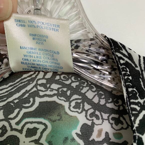 Bedford Fair Womens 2X Button Peach Orange Flower Semi Sheer 3/4 Sleeve Top - Picture 8 of 8